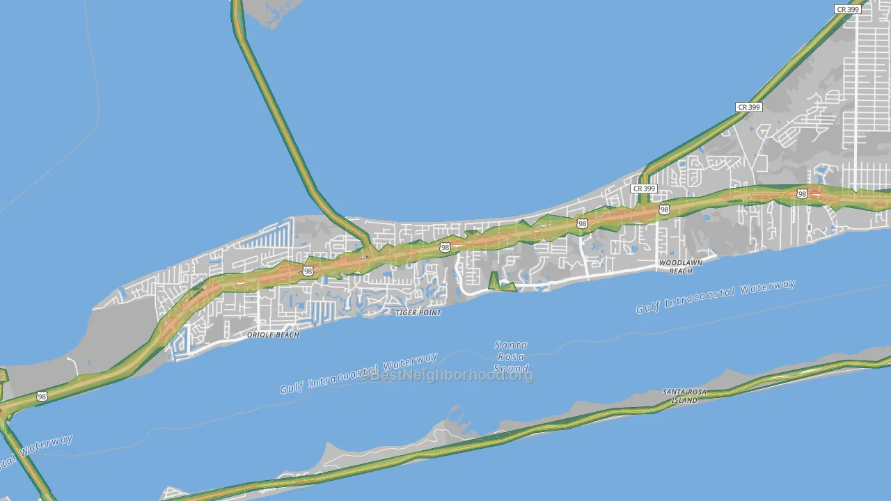 32563, FL Map of Noise Levels in 32563