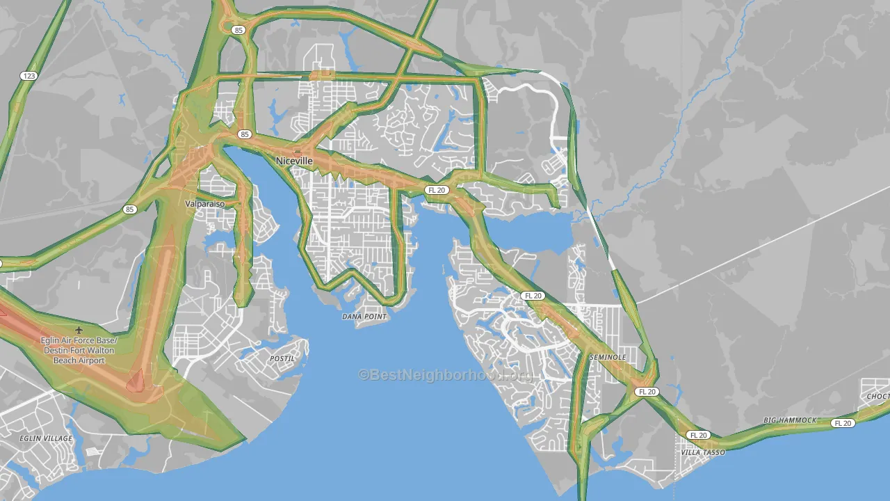 32578, FL Map of Noise Levels in 32578