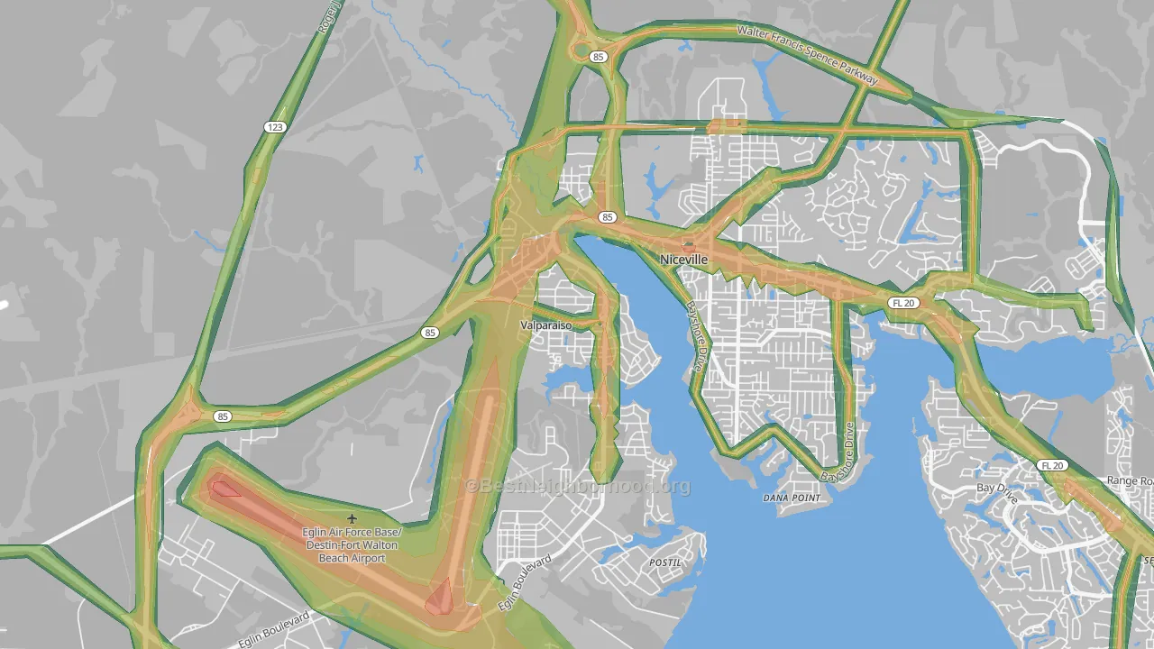 32580, FL Map of Noise Levels in 32580