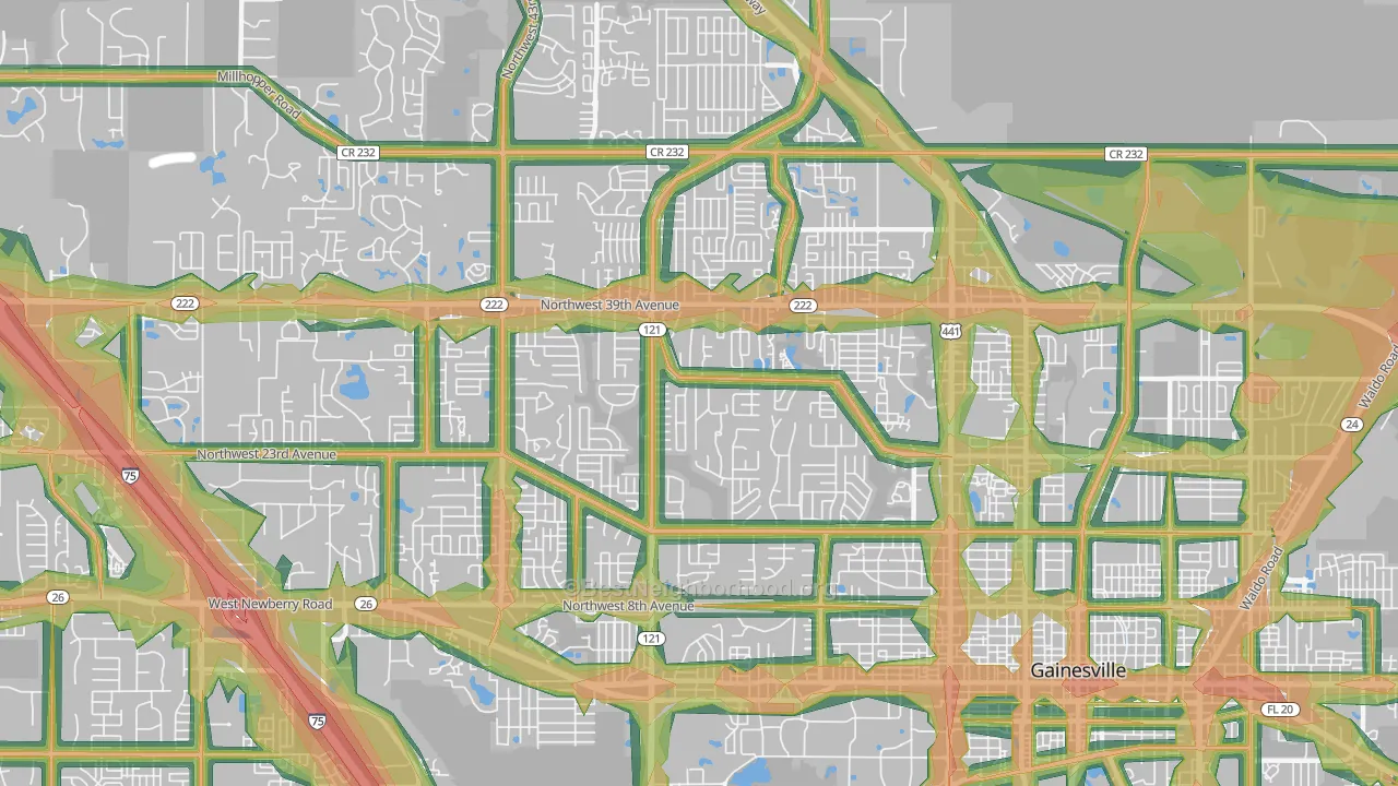32605, FL Map of Noise Levels in 32605
