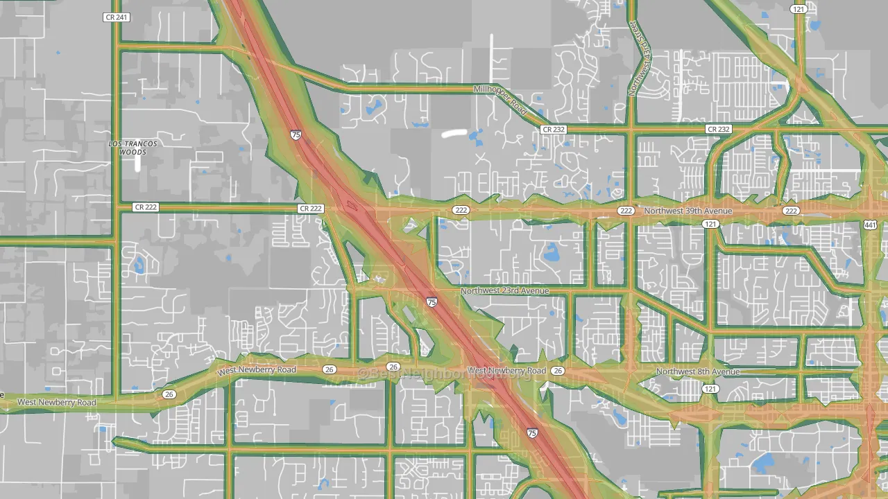 32606, FL Map of Noise Levels in 32606