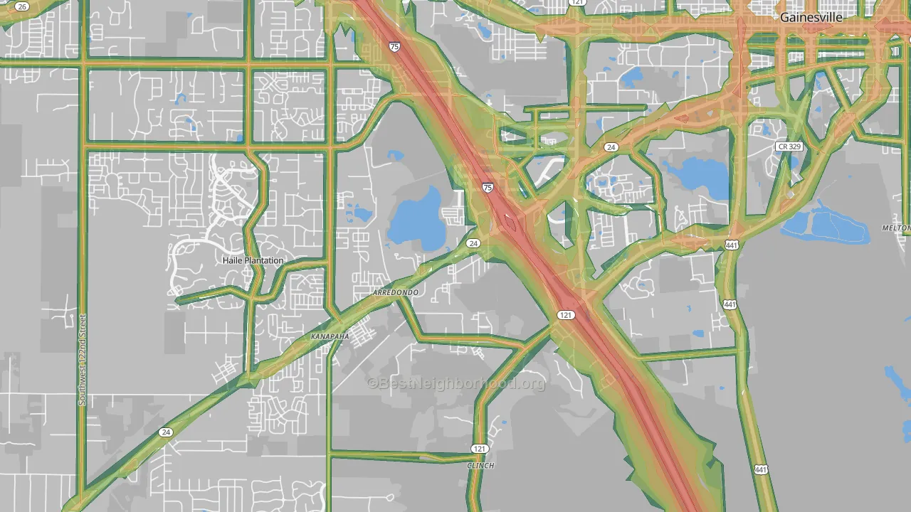 32608, FL Map of Noise Levels in 32608