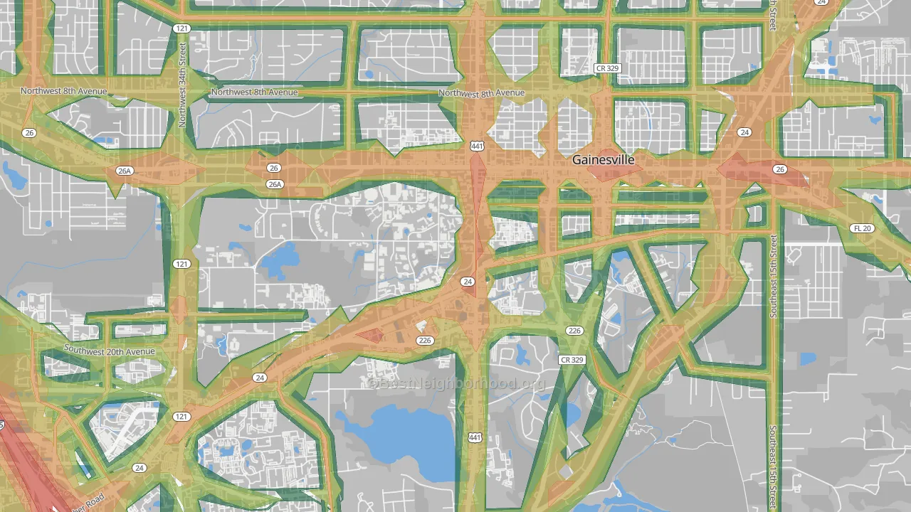 32610, FL Map of Noise Levels in 32610