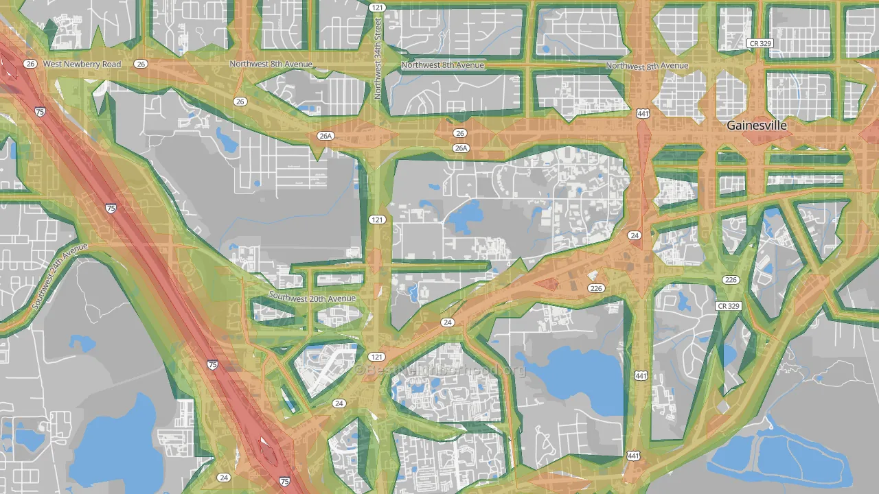 32611, FL Map of Noise Levels in 32611
