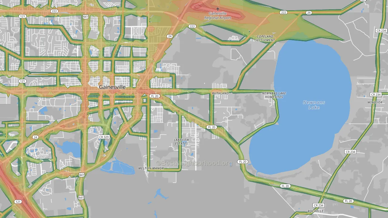 32641, FL Map of Noise Levels in 32641