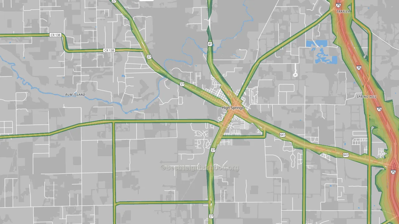 32643, FL Map of Noise Levels in 32643