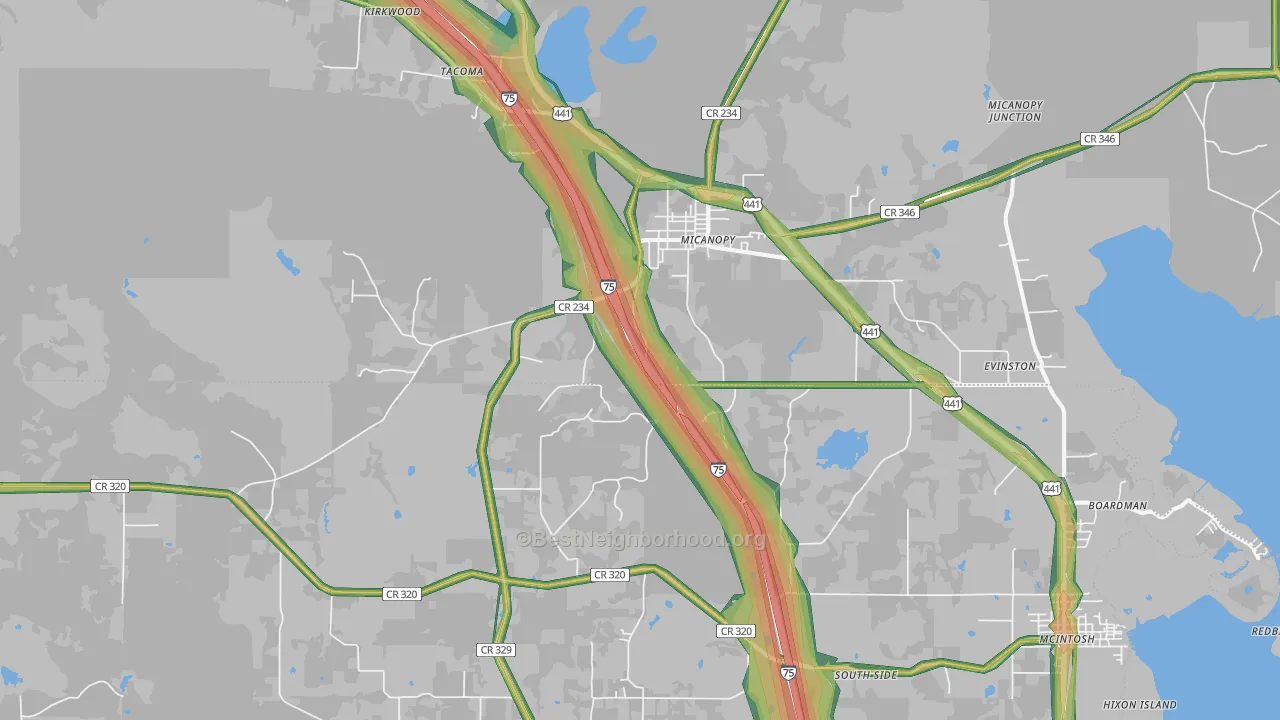 32667, FL Map of Noise Levels in 32667