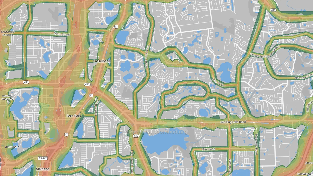 32707, FL Map of Noise Levels in 32707