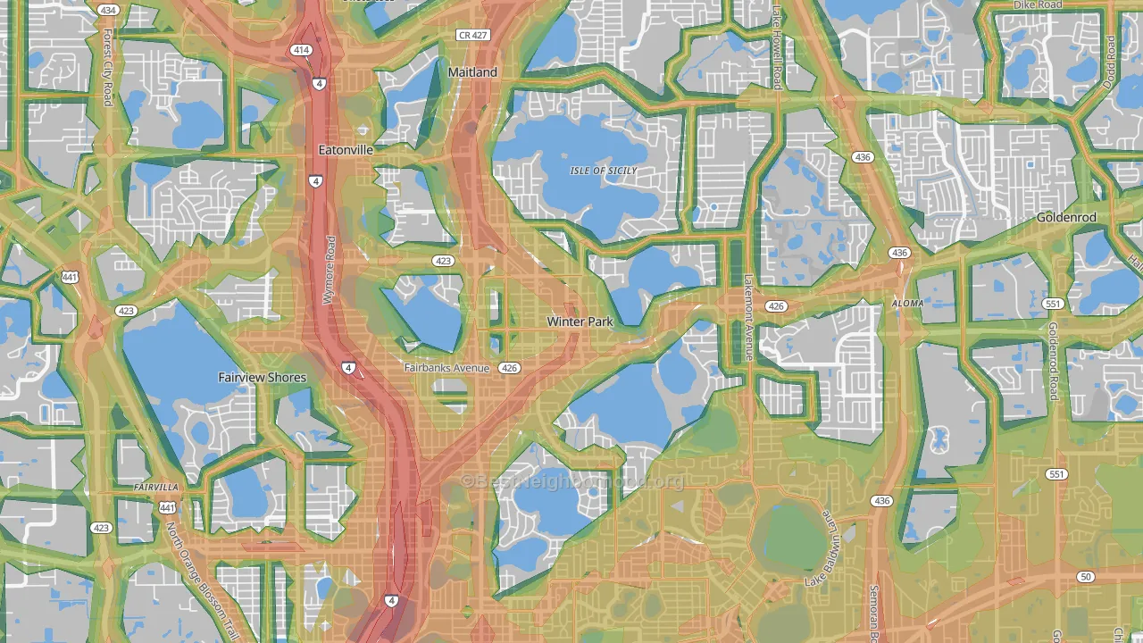 32789, FL Map of Noise Levels in 32789