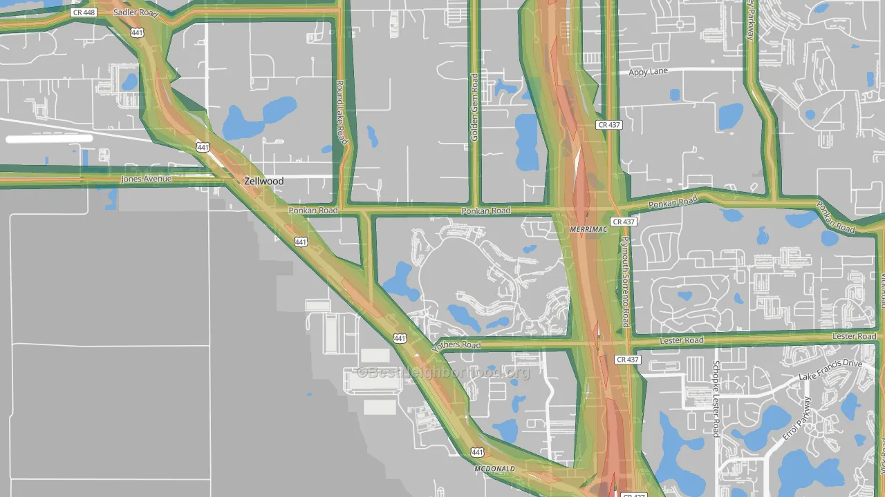 32798, FL Map of Noise Levels in 32798