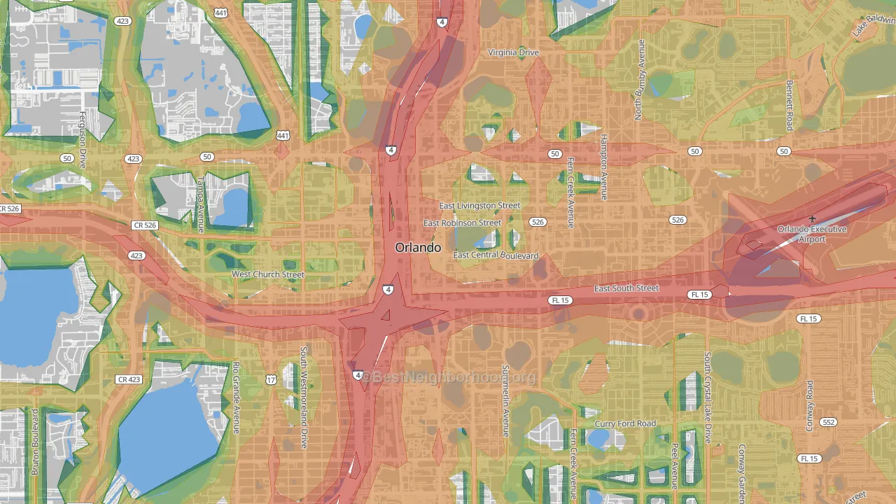32801, FL Map of Noise Levels in 32801