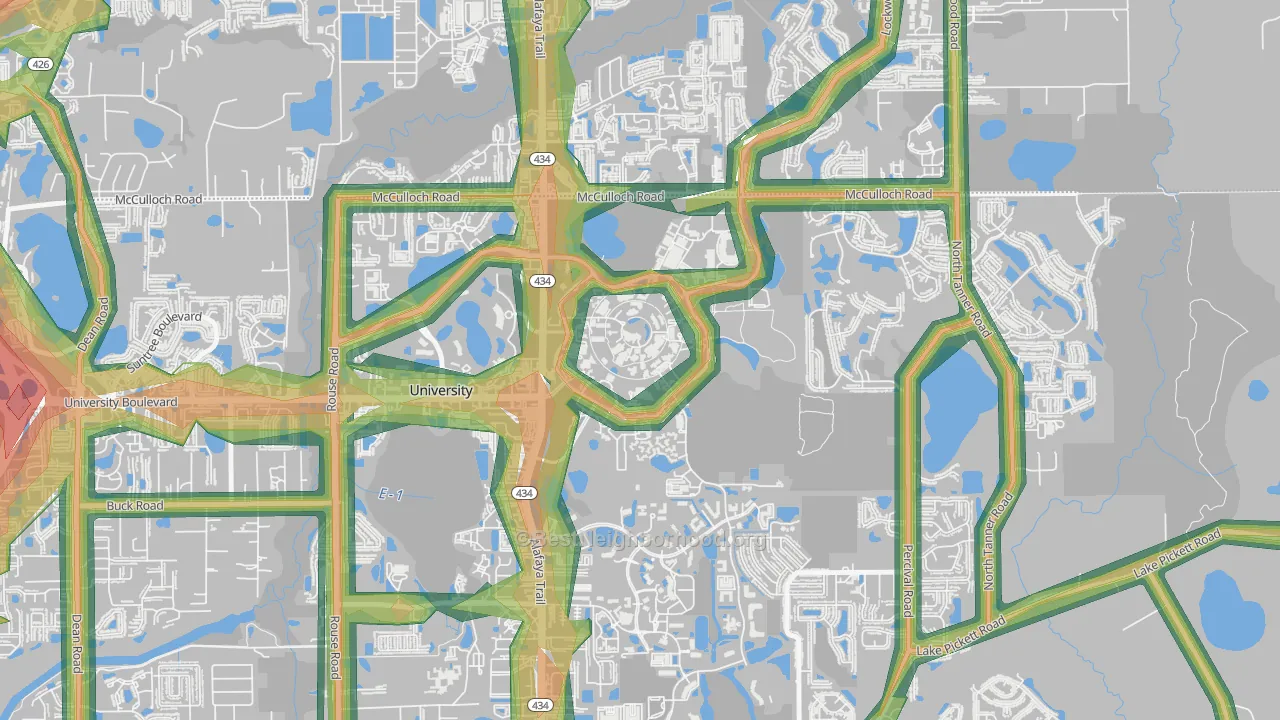32816, FL Map of Noise Levels in 32816