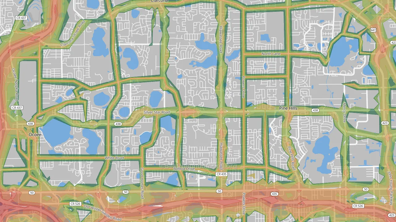 32818, FL Map of Noise Levels in 32818