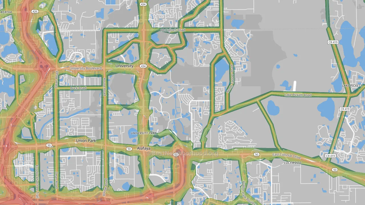 32826, FL Map of Noise Levels in 32826