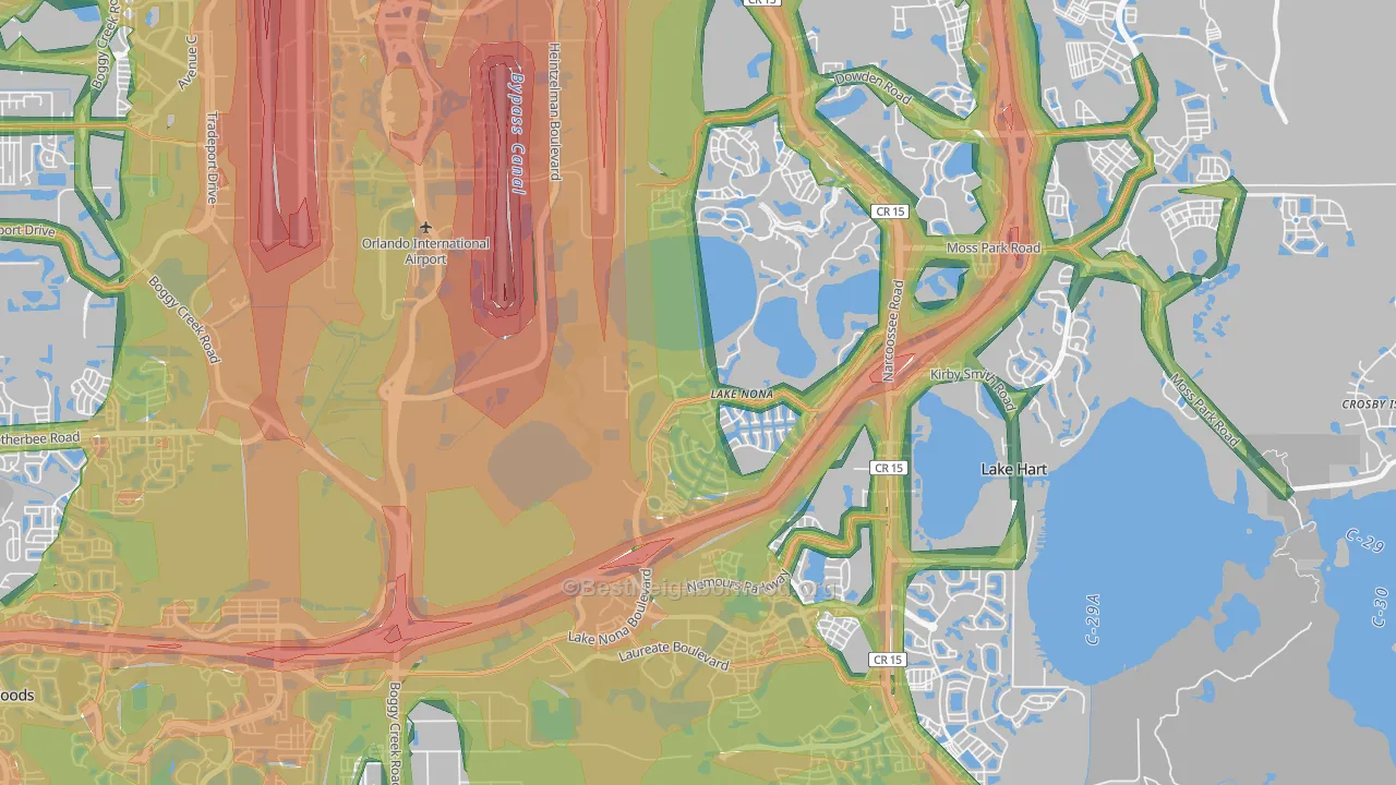32827, FL Map of Noise Levels in 32827