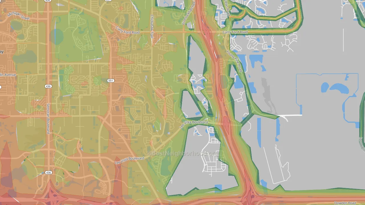 32829, FL Map of Noise Levels in 32829
