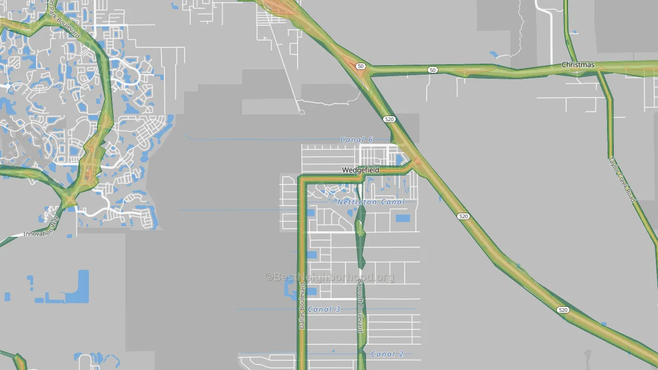 32833, FL Map of Noise Levels in 32833
