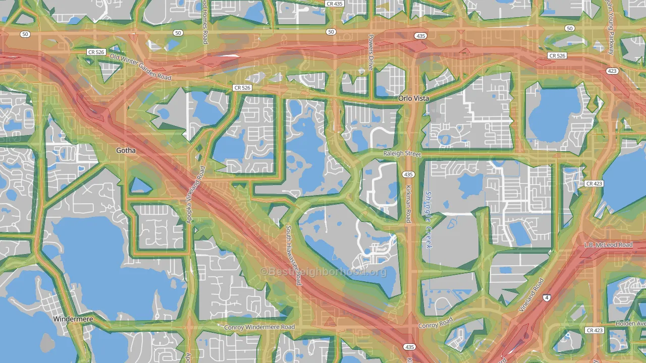 32835, FL Map of Noise Levels in 32835