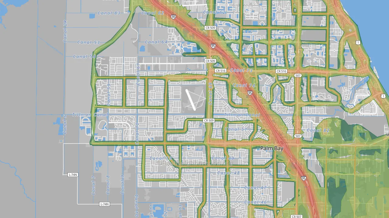 32907, FL Map of Noise Levels in 32907