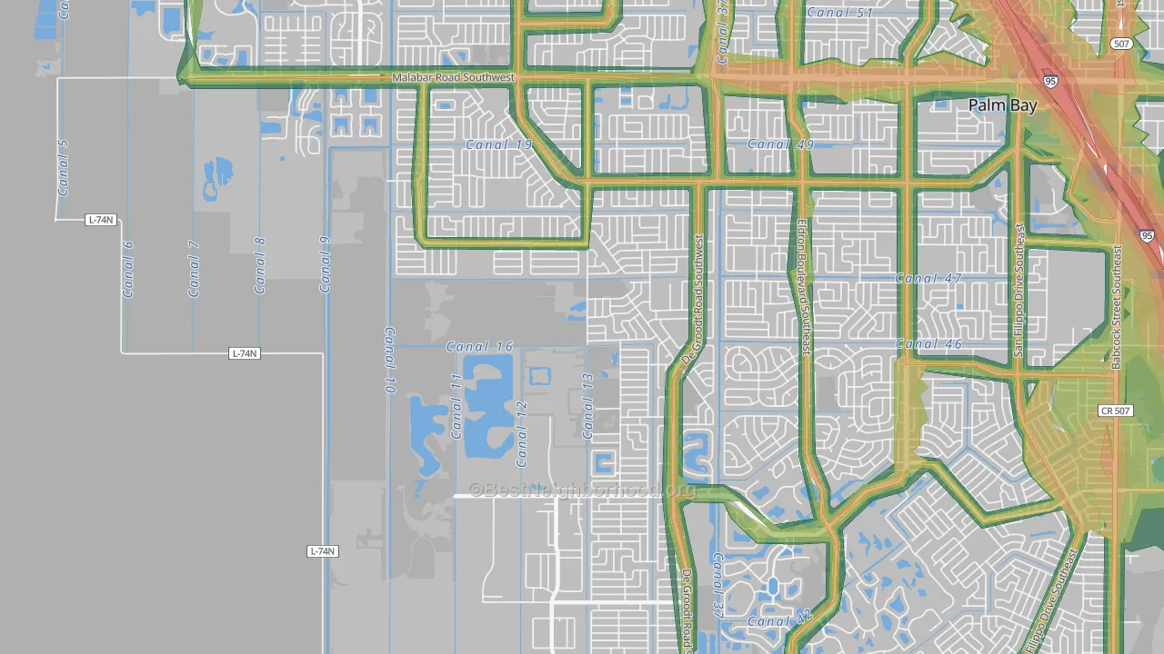 32908, FL Map of Noise Levels in 32908