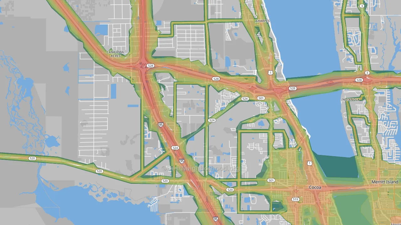32926, FL Map of Noise Levels in 32926