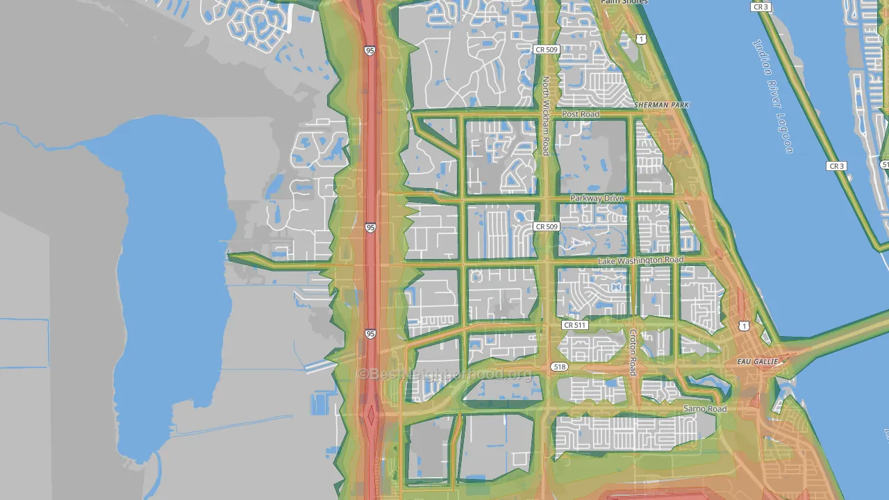 32934, FL Map of Noise Levels in 32934