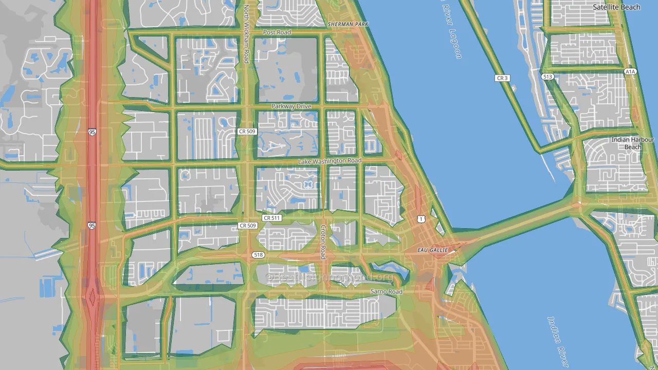 32935, FL Map of Noise Levels in 32935