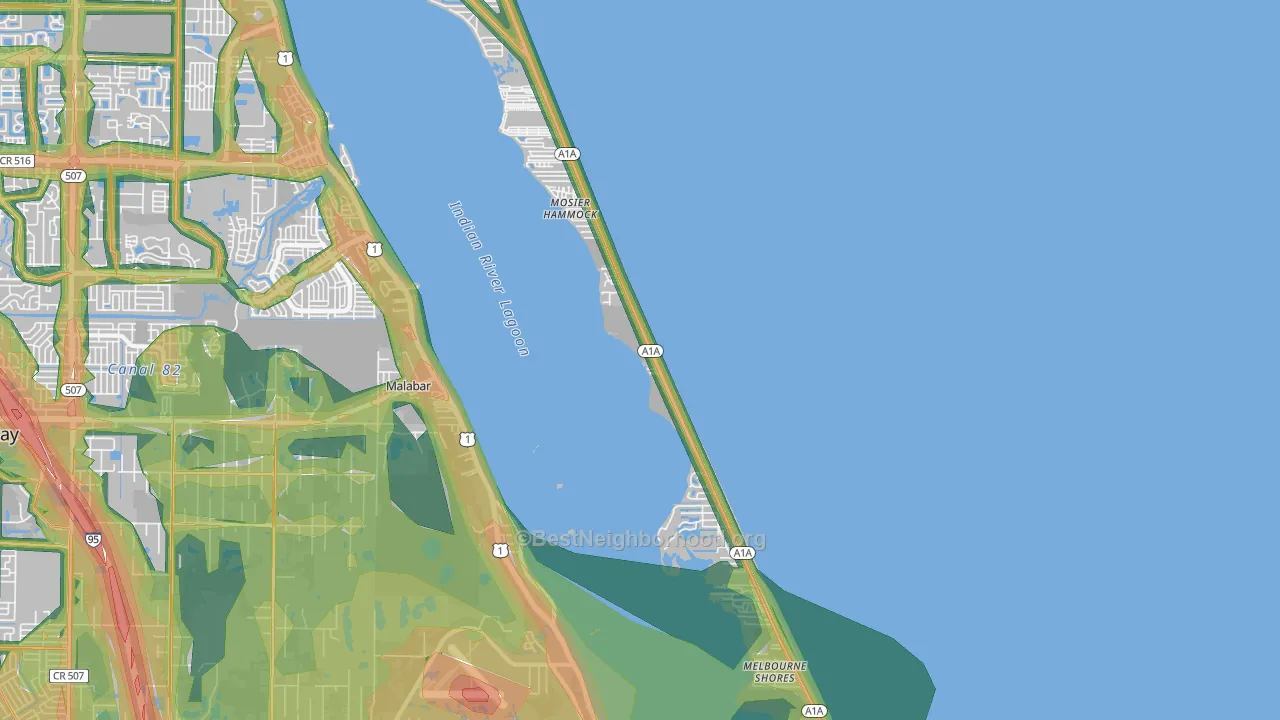 32951, FL Map of Noise Levels in 32951