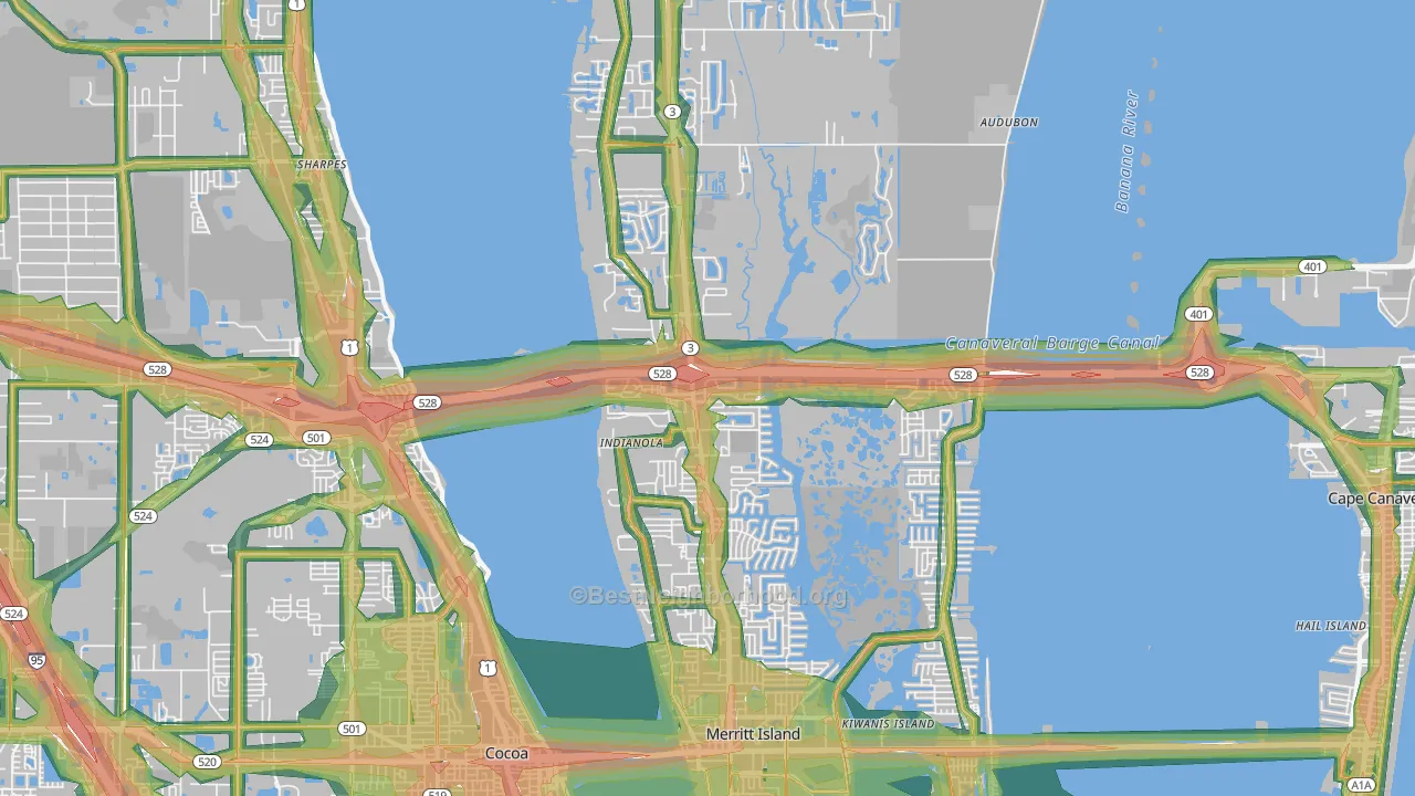 32953, FL Map of Noise Levels in 32953
