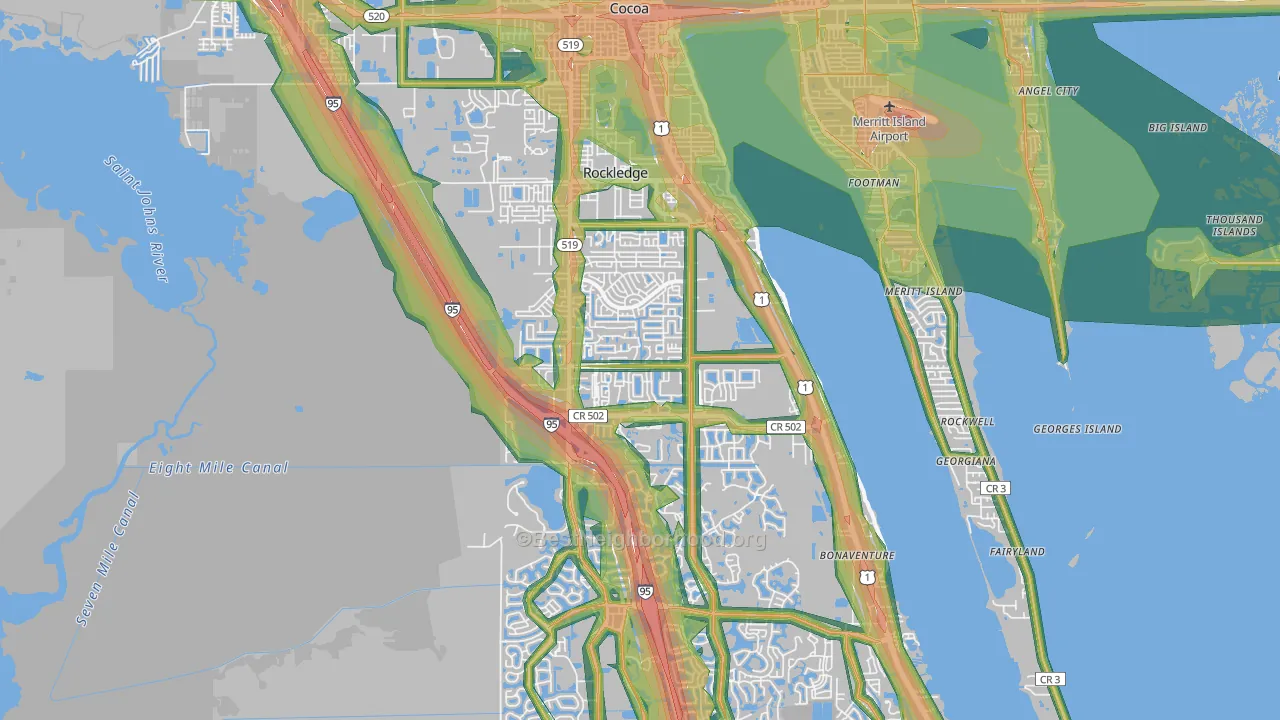 32955, FL Map of Noise Levels in 32955