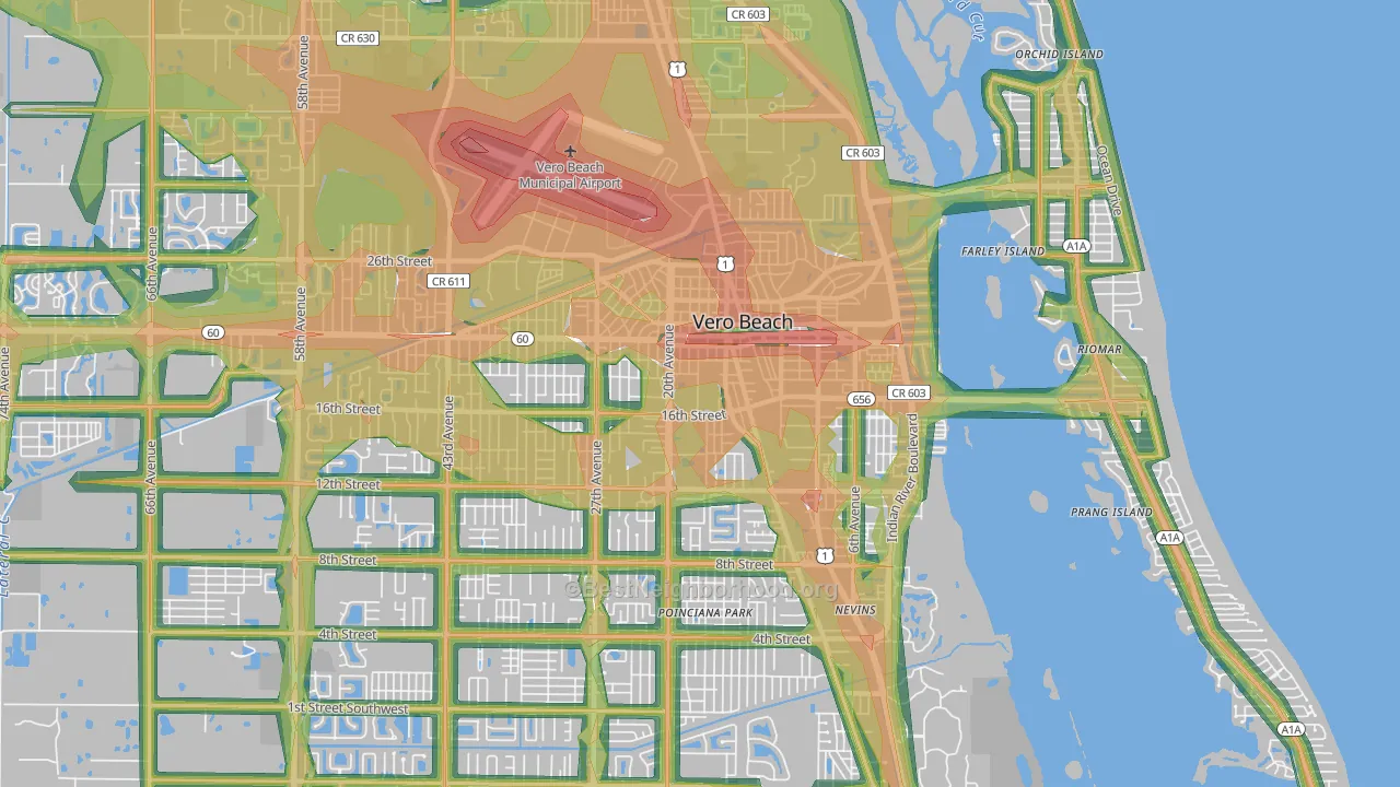 32960, FL Map of Noise Levels in 32960