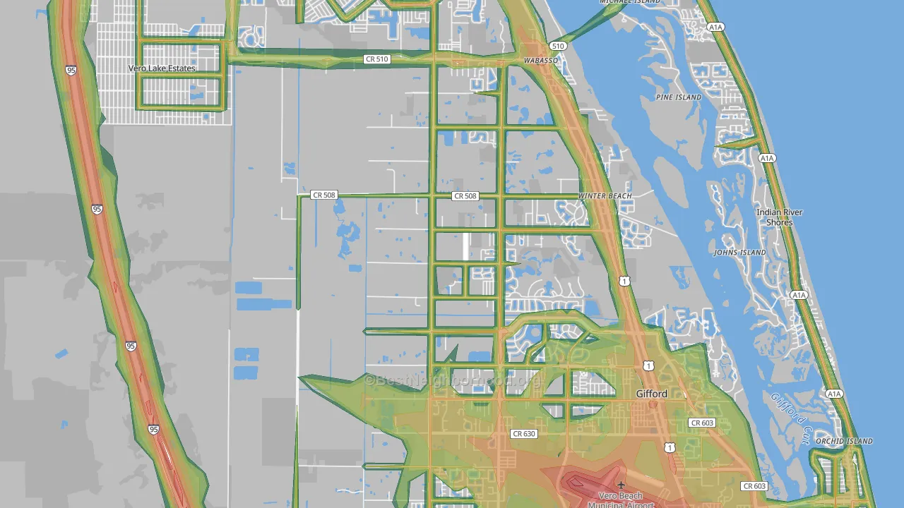 32967, FL Map of Noise Levels in 32967