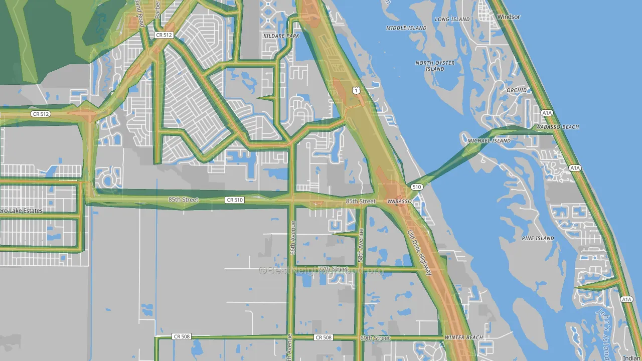 32970, FL Map of Noise Levels in 32970