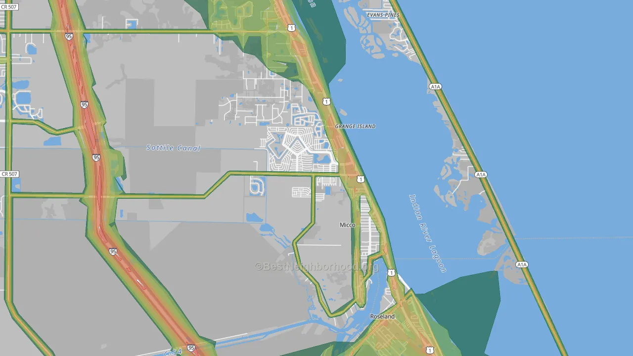 32976, FL Map of Noise Levels in 32976