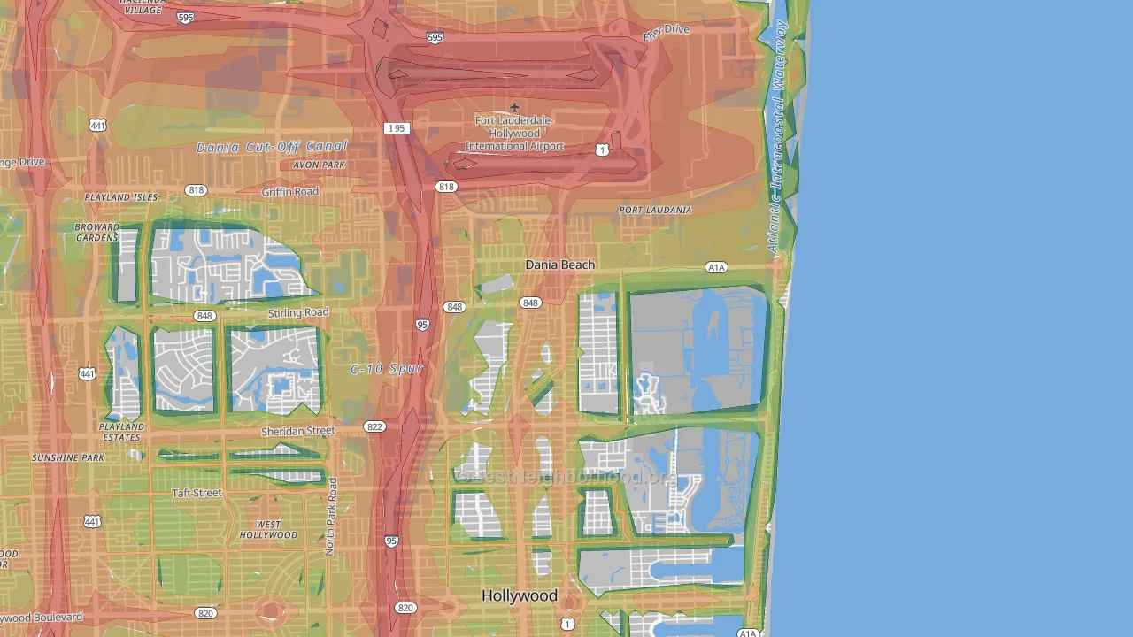 33004, FL Map of Noise Levels in 33004