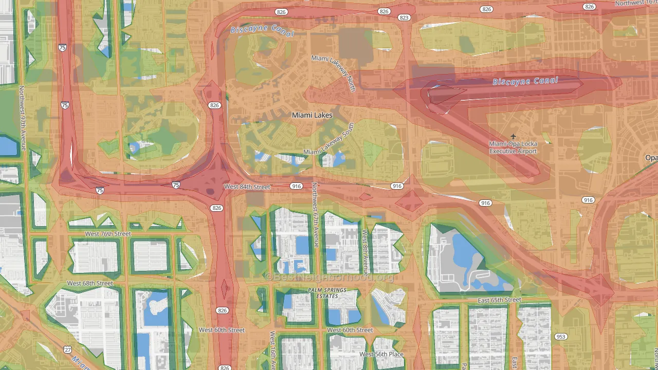 33014, FL Map of Noise Levels in 33014