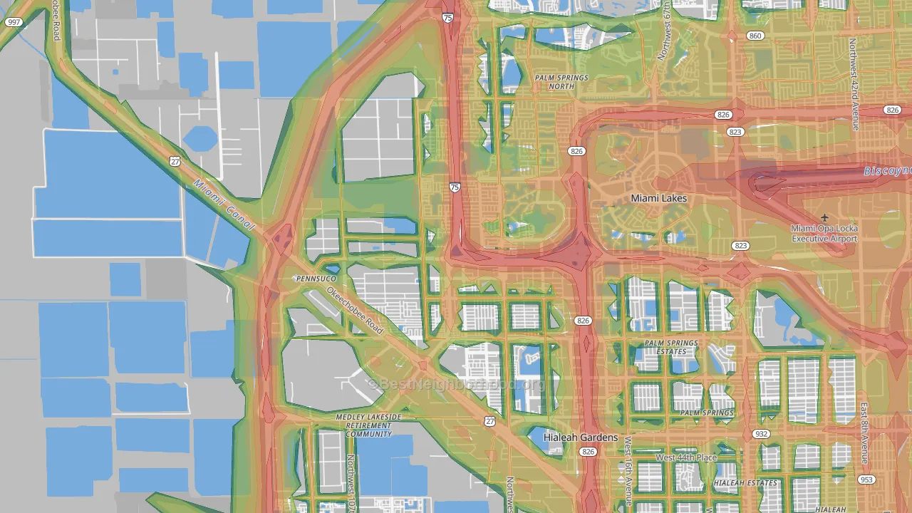 33018, FL Map of Noise Levels in 33018