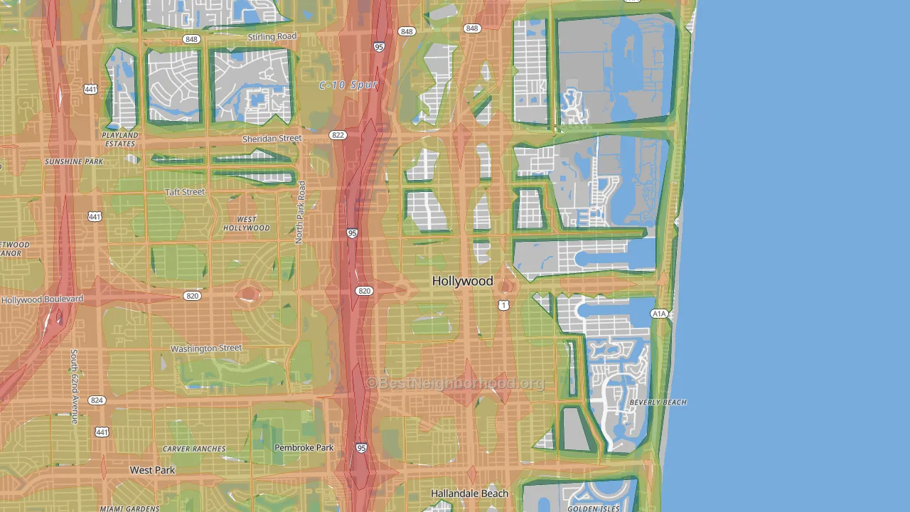33020, FL Map of Noise Levels in 33020