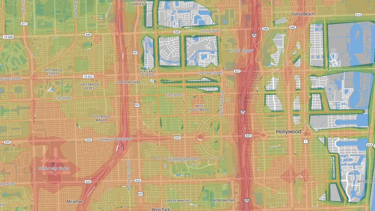 33021, FL Map of Noise Levels in 33021