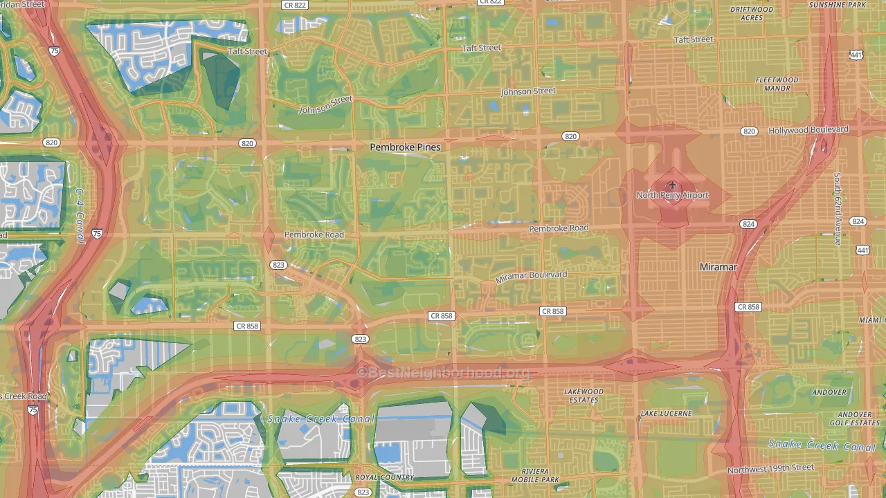 33025, FL Map of Noise Levels in 33025