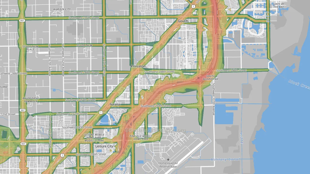 33032, FL Map of Noise Levels in 33032