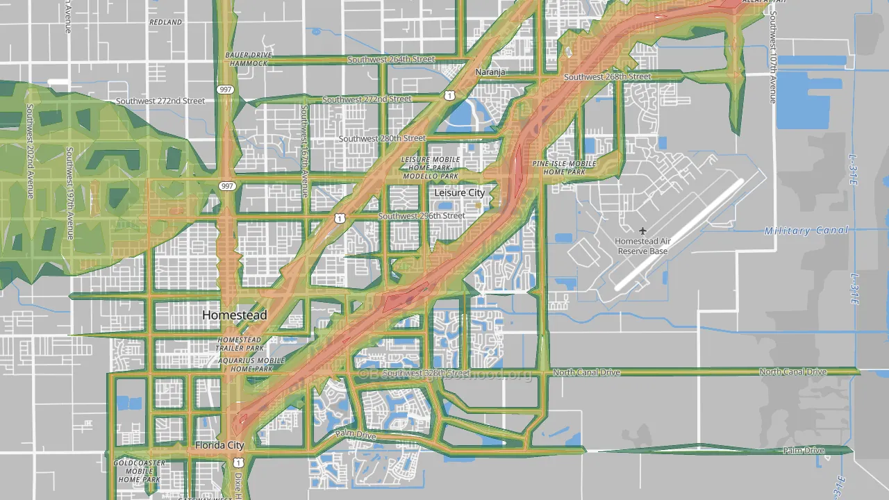 33033, FL Map of Noise Levels in 33033