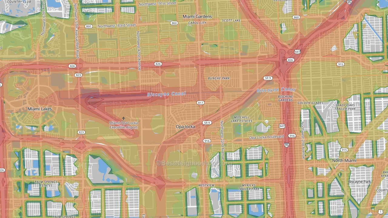 33054, FL Map of Noise Levels in 33054
