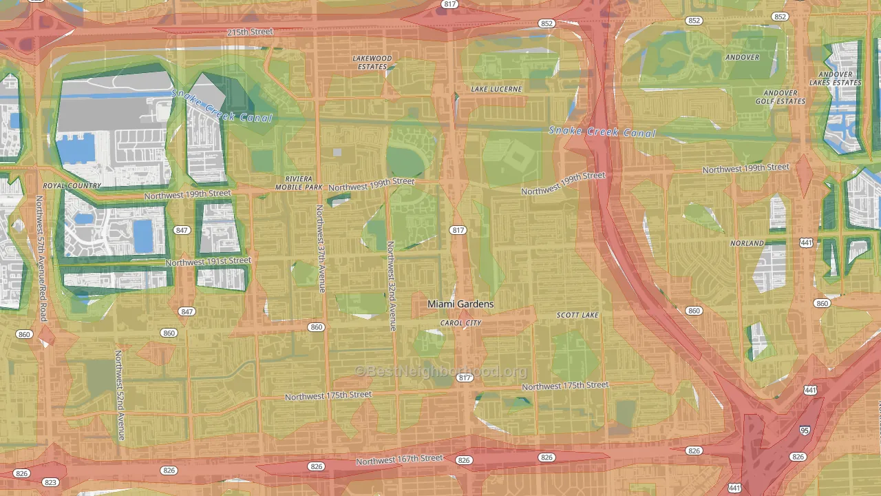 33056, FL Map of Noise Levels in 33056