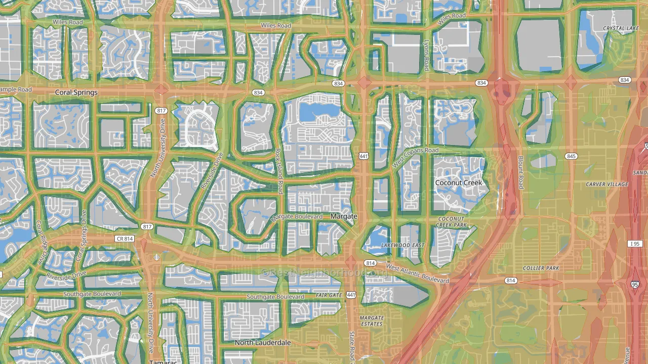 33063, FL Map of Noise Levels in 33063