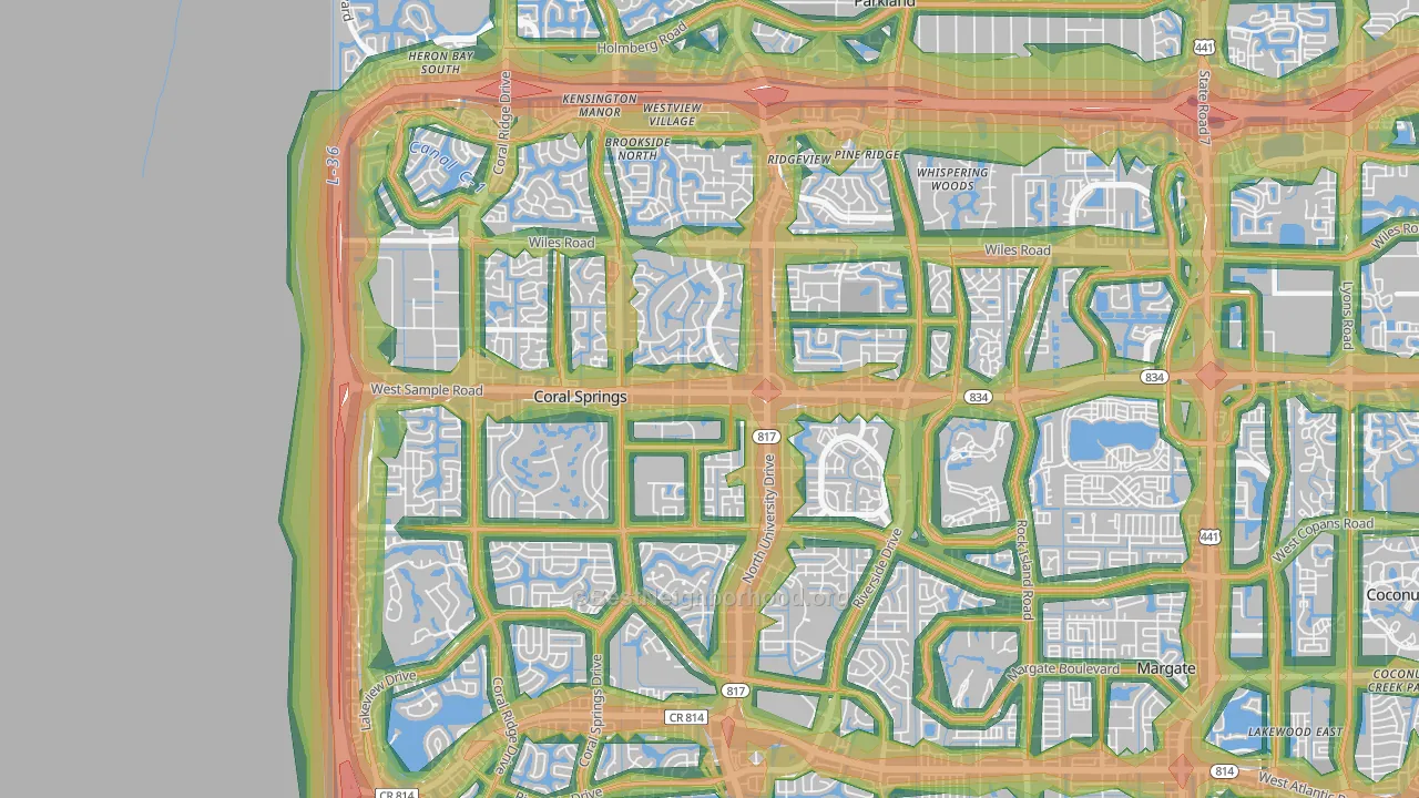 33065, FL Map of Noise Levels in 33065