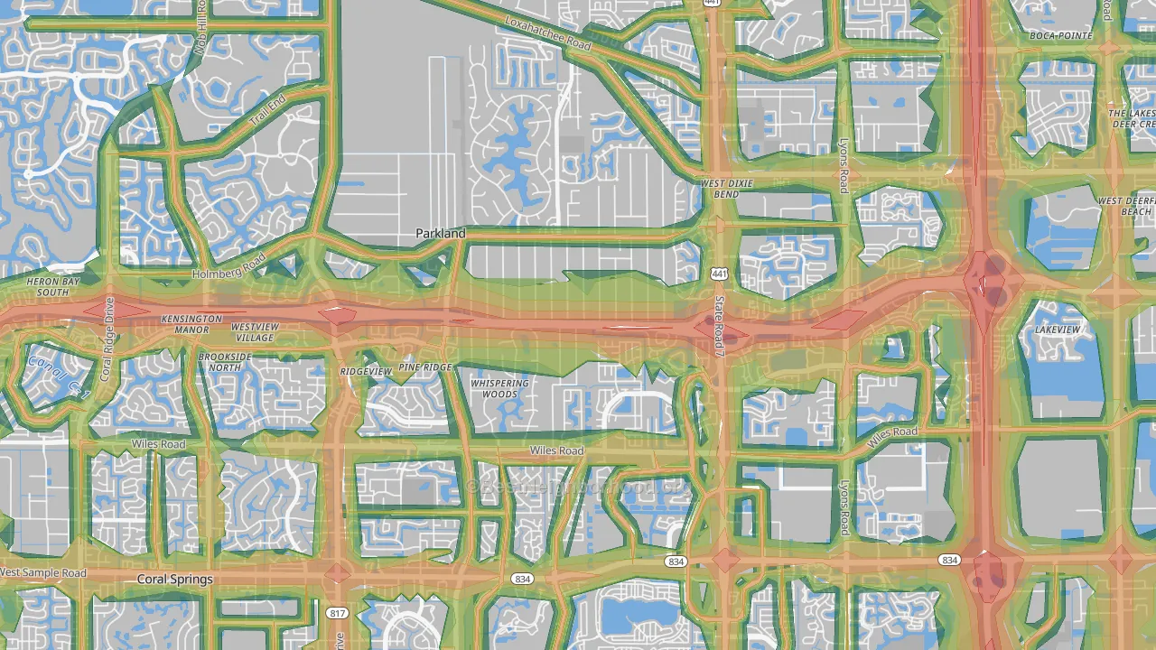 33067, FL Map of Noise Levels in 33067