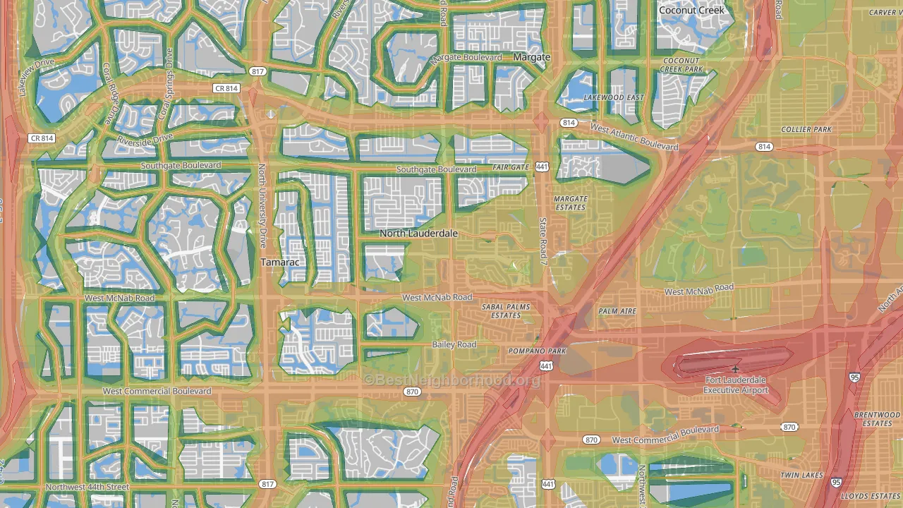 33068, FL Map of Noise Levels in 33068