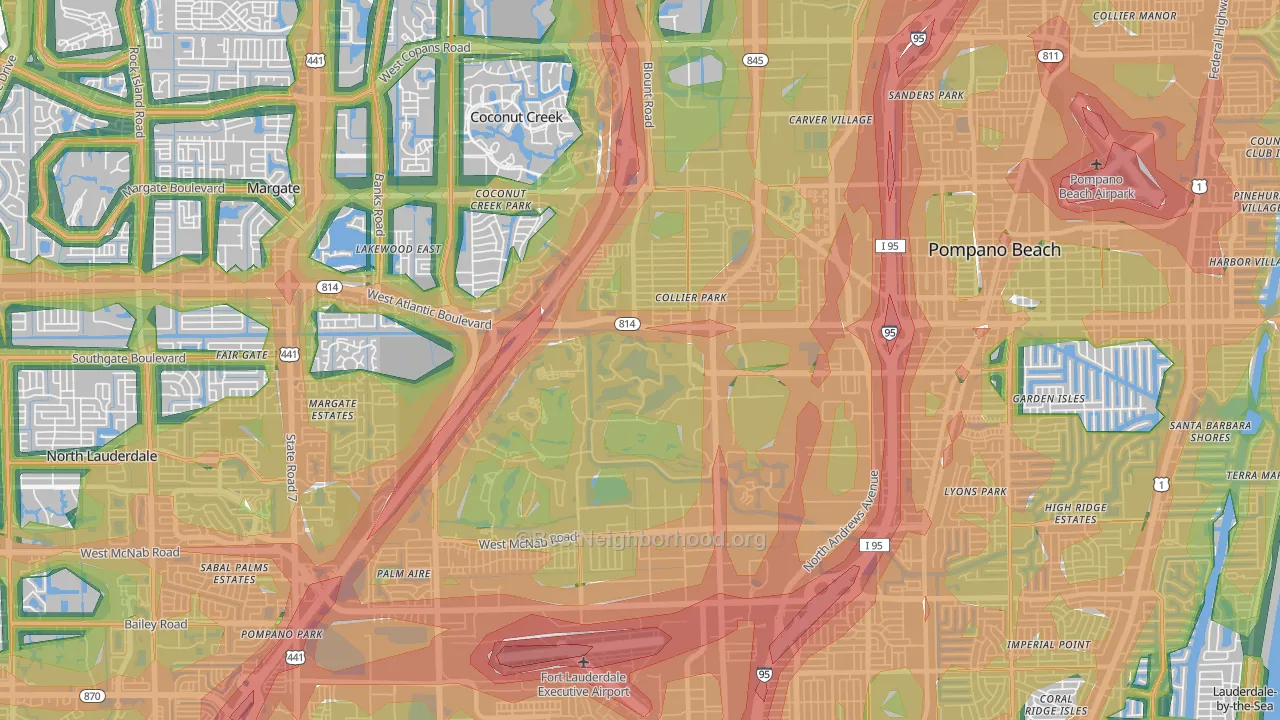 33069, FL Map of Noise Levels in 33069