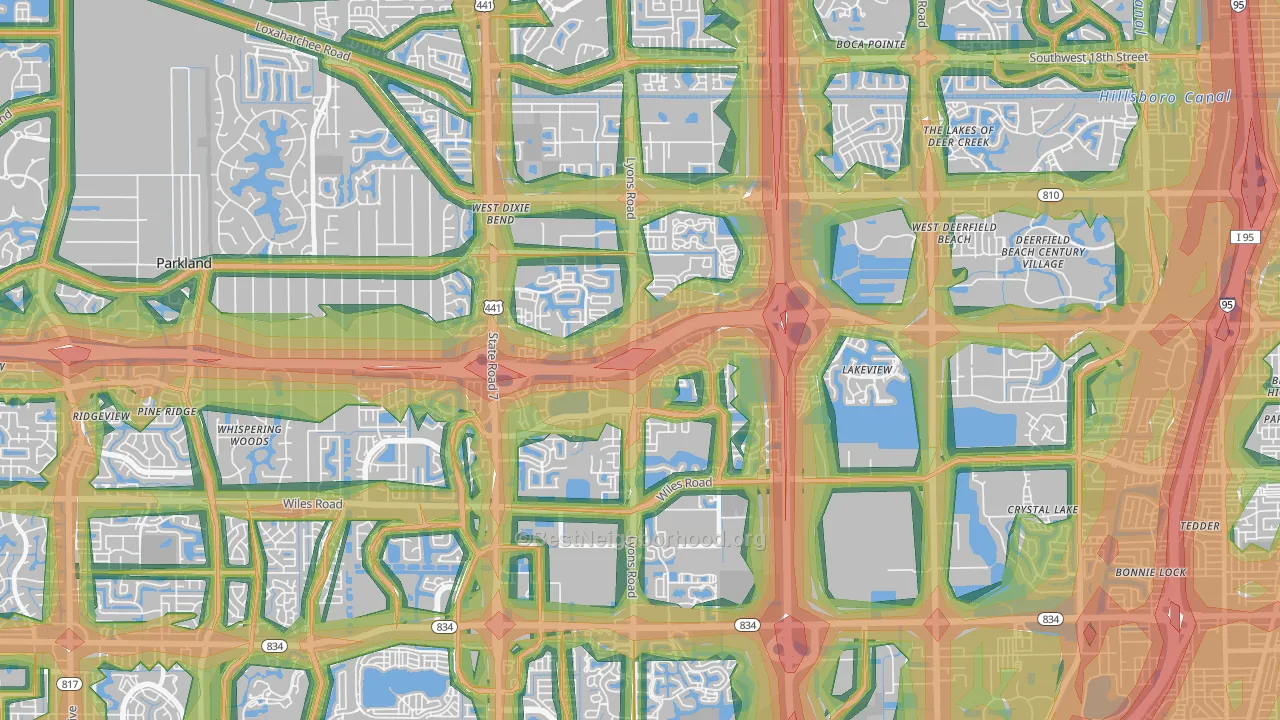 33073, FL Map of Noise Levels in 33073